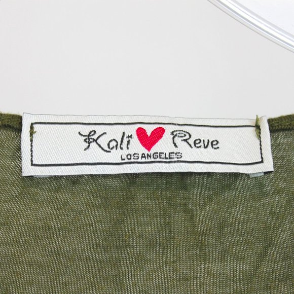 Kali Reve Los Angeles Olive Green Boho Graphic Tank Top - Picture 4 of 4